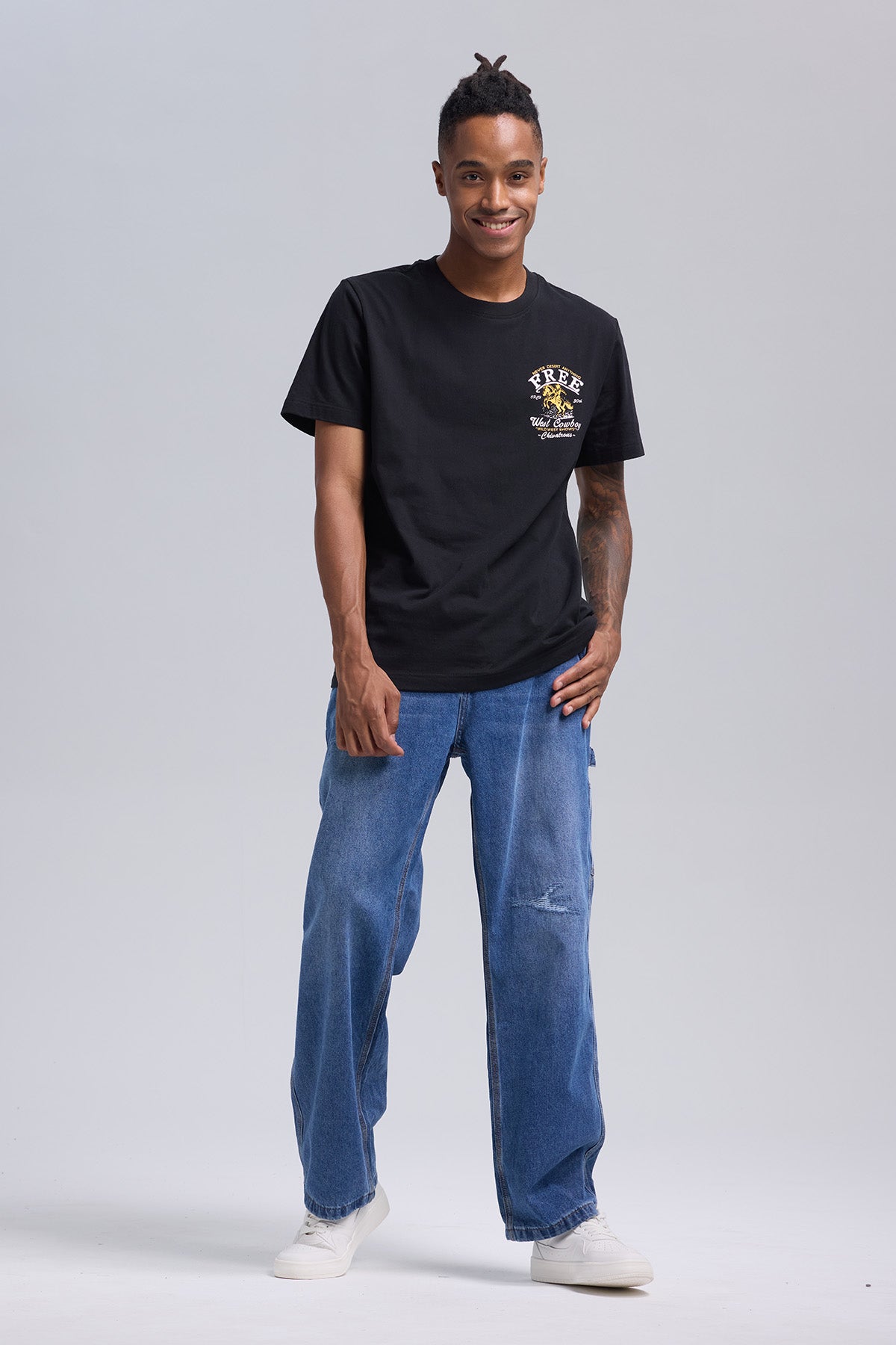 Jeans Hombre Baggy Rotura Azul Claro