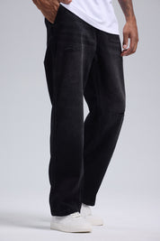 Jeans Hombre Baggy Rotura Negro