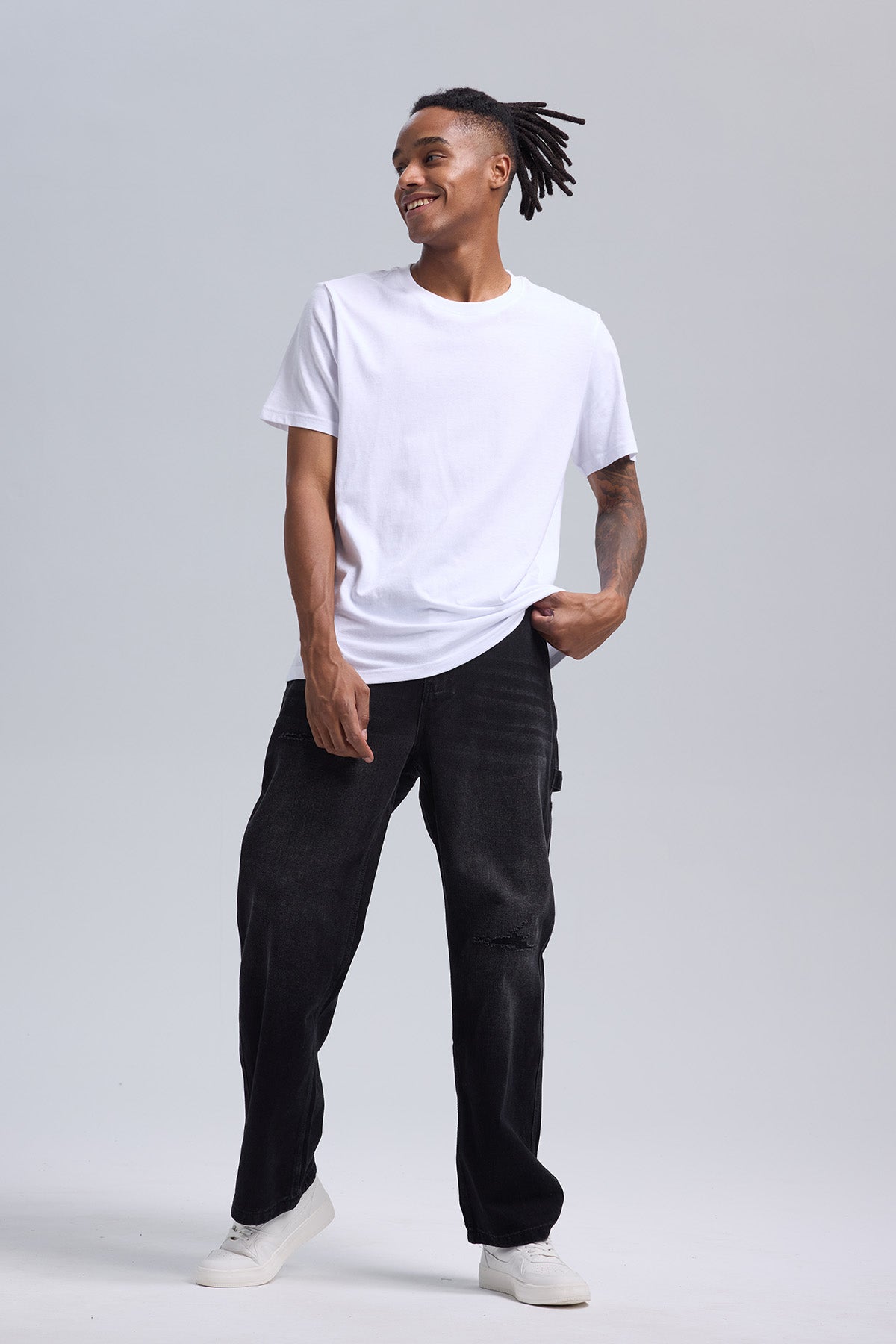 Jeans Hombre Baggy Rotura Negro