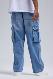 Jeans Hombre Cargo Baggy Azul Claro
