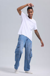Jeans Hombre Cargo Baggy Azul Claro