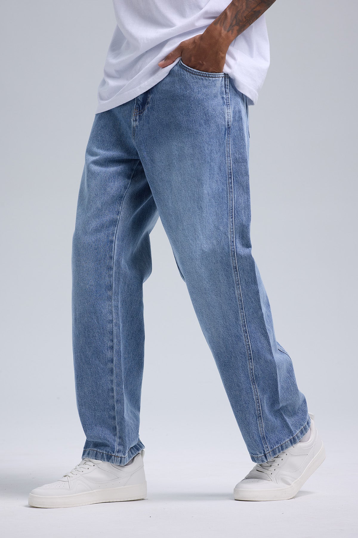 Jeans Hombre Baggy Detalle Azul Claro