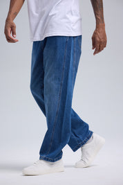 Jeans Hombre Baggy Detalle Azul Oscuro