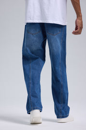 Jeans Hombre Baggy Detalle Azul Oscuro