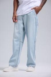 Jeans Hombre Recto Costura Azul