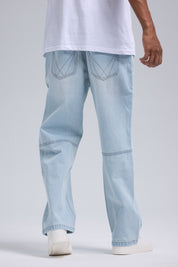 Jeans Hombre Recto Costura Azul