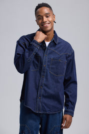 Camisa Hombre Sobre Camisa Doble Azul