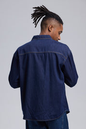 Camisa Hombre Sobre Camisa Doble Azul