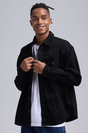 Camisa Hombre Sobre Camisa Doble Negro