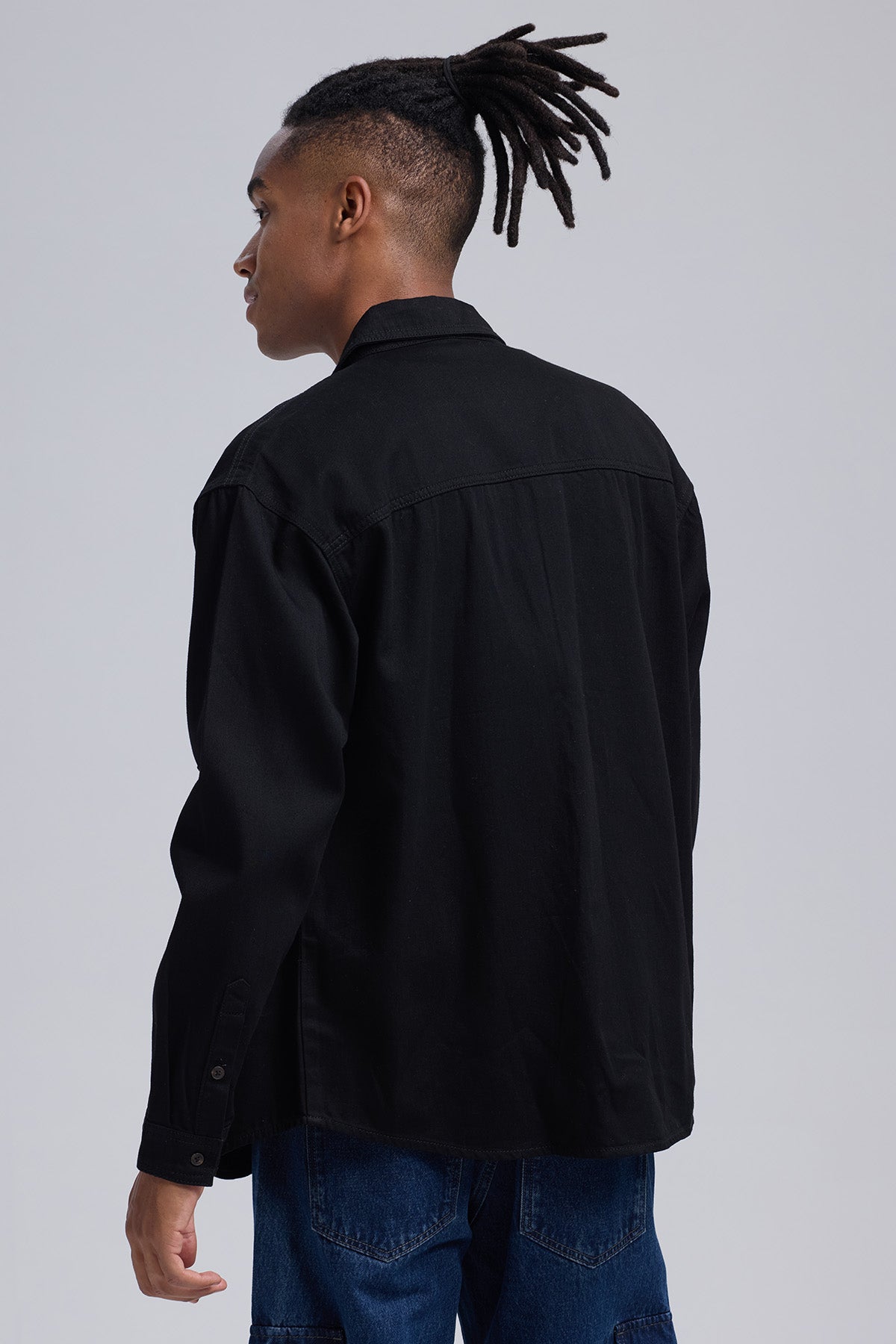 Camisa Hombre Sobre Camisa Doble Negro