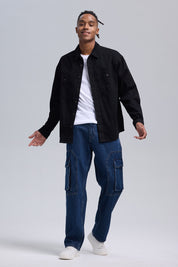 Camisa Hombre Sobre Camisa Doble Negro