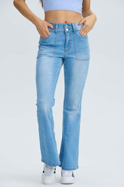 Jeans Mujer Flare Bolsillo Azul Claro