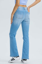Jeans Mujer Flare Bolsillo Azul Claro