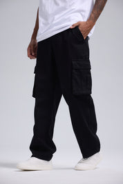 Jeans Hombre Cargo Bolsillos Negro