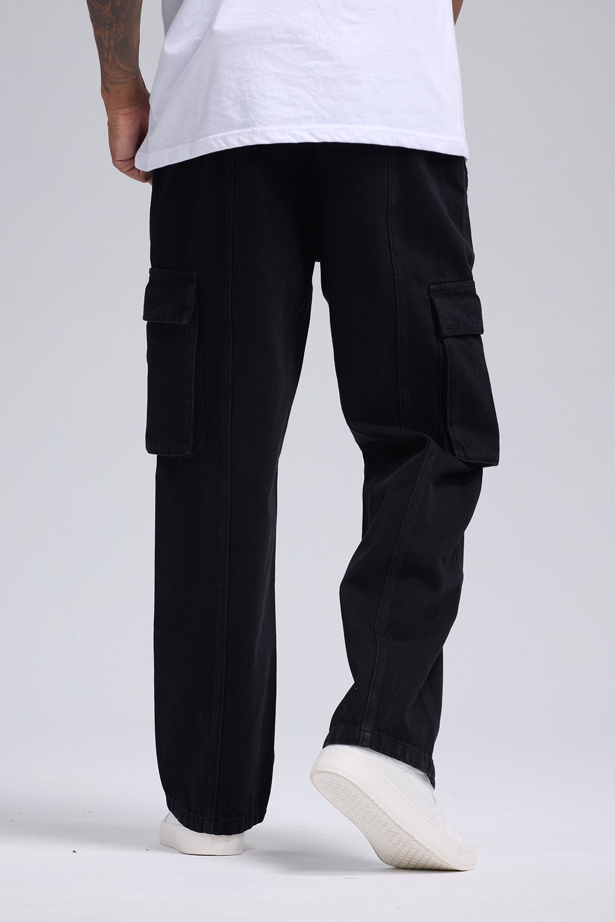 Jeans Hombre Cargo Bolsillos Negro