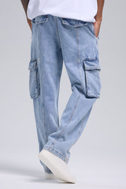 Jeans Hombre Cargo Bolsillos Azul