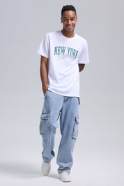 Jeans Hombre Cargo Bolsillos Azul