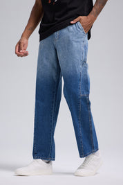 Jeans Hombre Baggy Degradado Azul