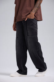 Jeans Hombre Relajado Con Parche Negro
