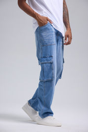 Jeans Hombre Cargo Lavado Azul