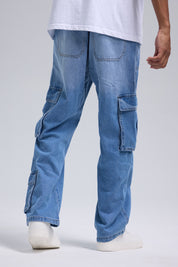Jeans Hombre Cargo Lavado Azul