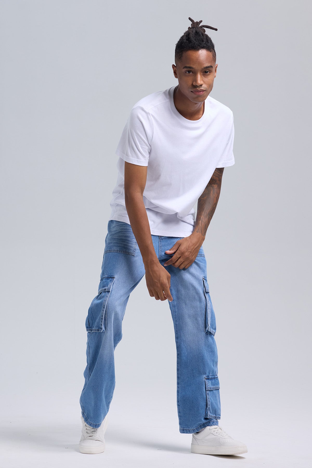 Jeans Hombre Cargo Lavado Azul