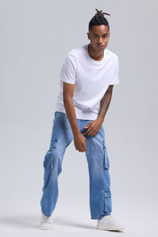 Jeans Hombre Cargo Lavado Azul