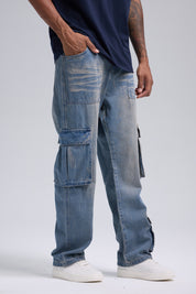 Jeans Hombre Cargo Lavado Azul Retro
