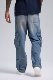 Jeans Hombre Cargo Lavado Azul Retro