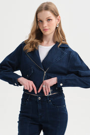 Chaqueta Mujer Biker Azul Oscuro