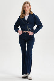Chaqueta Mujer Biker Azul Oscuro