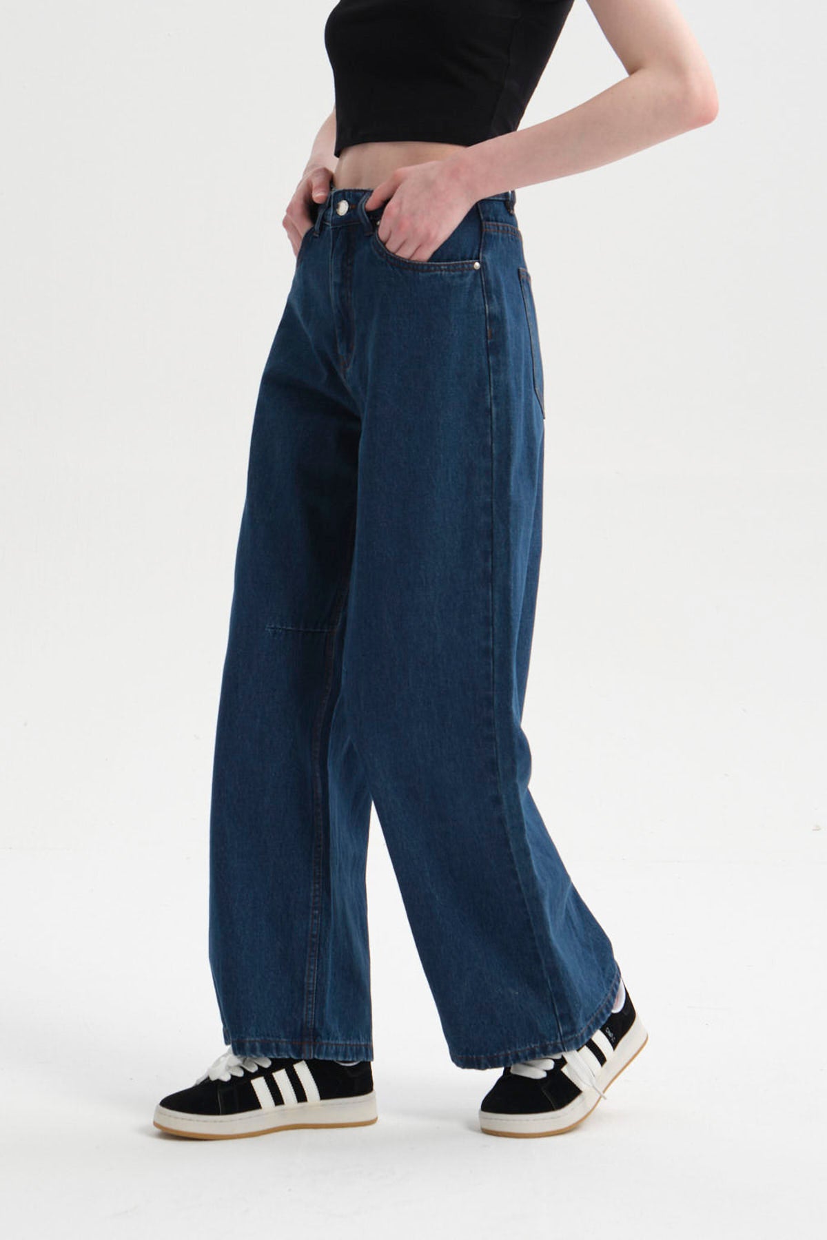 Jeans Mujer Baggy Azul Oscuro