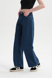 Jeans Mujer Baggy Azul Oscuro