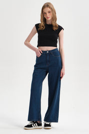 Jeans Mujer Baggy Azul Oscuro