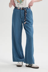 Jeans Pallazzo Pañuelo Mujer Azul