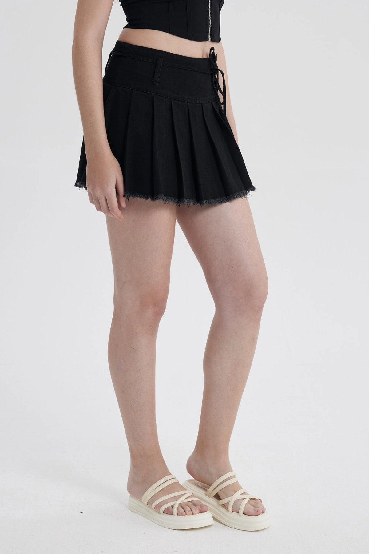 Falda Mujer Tableada Negro