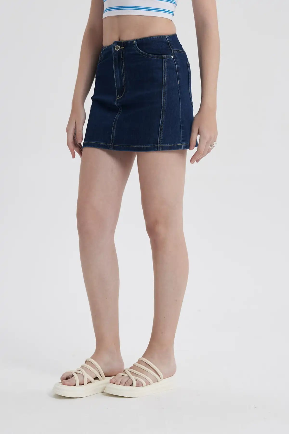 Falda Mujer Línea Cortes Azul