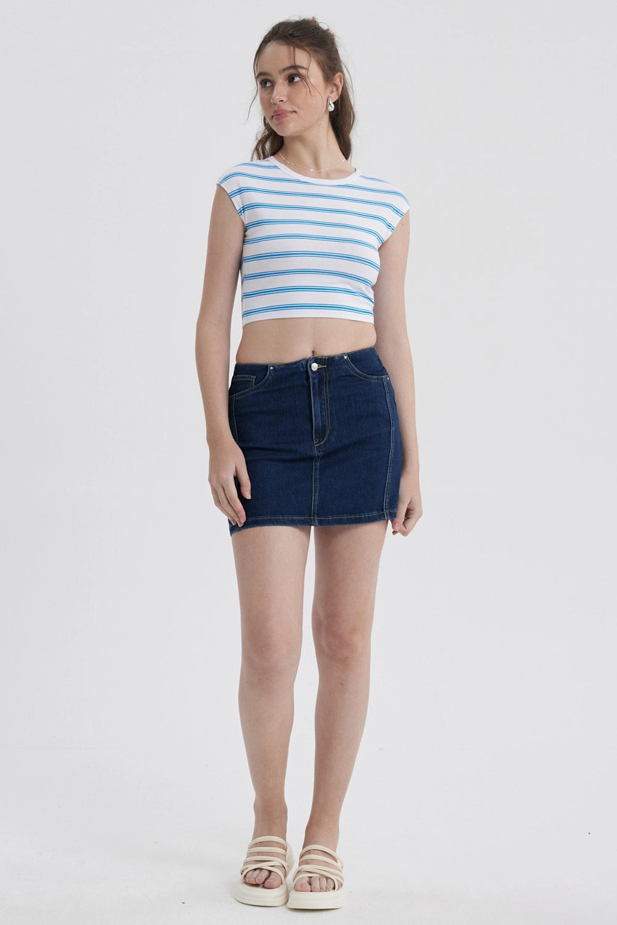 Falda Mujer Línea Cortes Azul