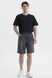 Bermuda Hombre Parche Carpintero Negro