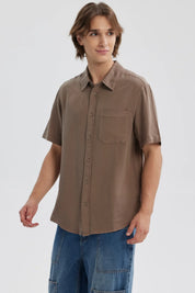 Camisa Hombre Lyocell Café