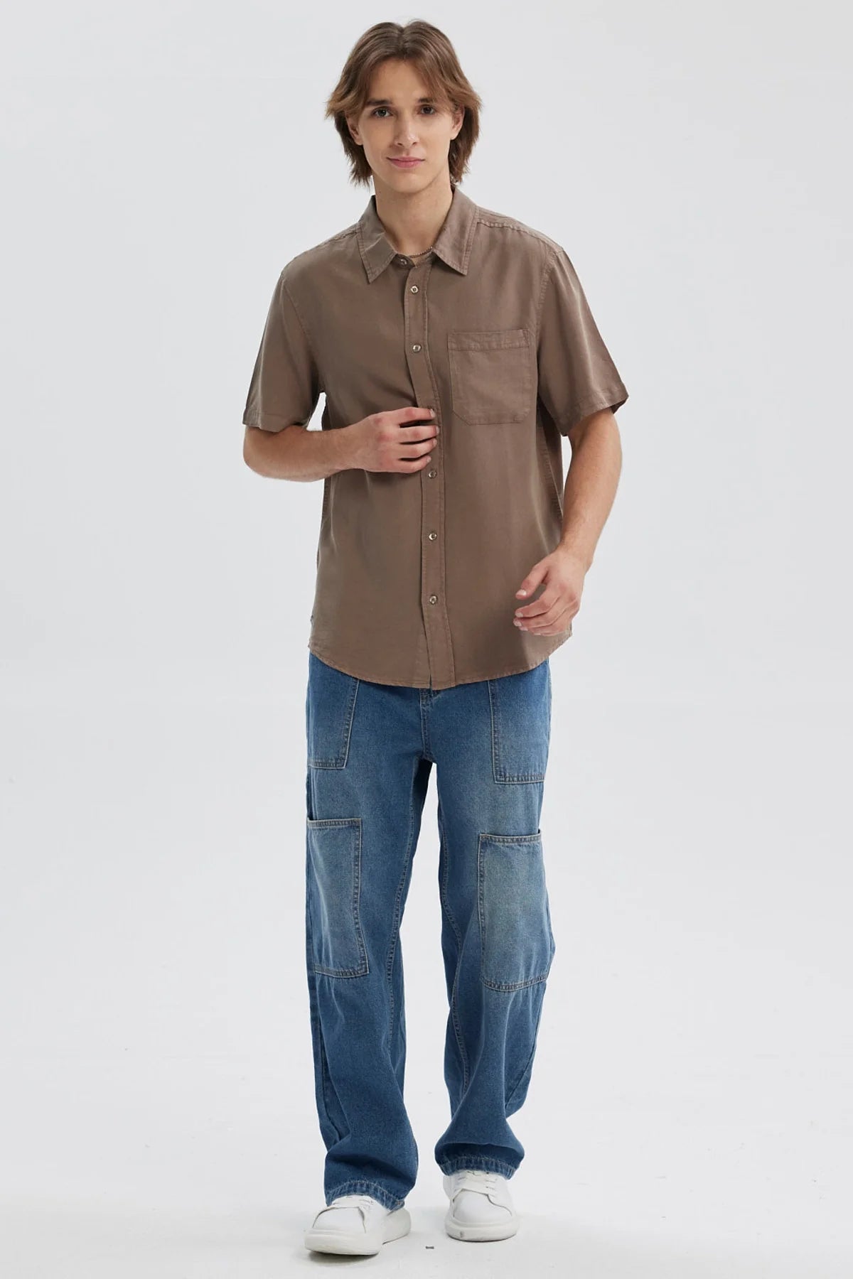 Camisa Hombre Lyocell Café