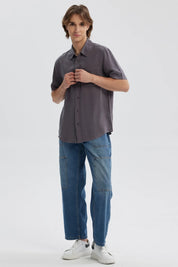 Camisa Hombre Lyocell Gris Oscuro