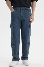 Jeans Hombre Doble Cargo Azul