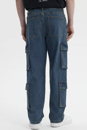 Jeans Hombre Doble Cargo Azul