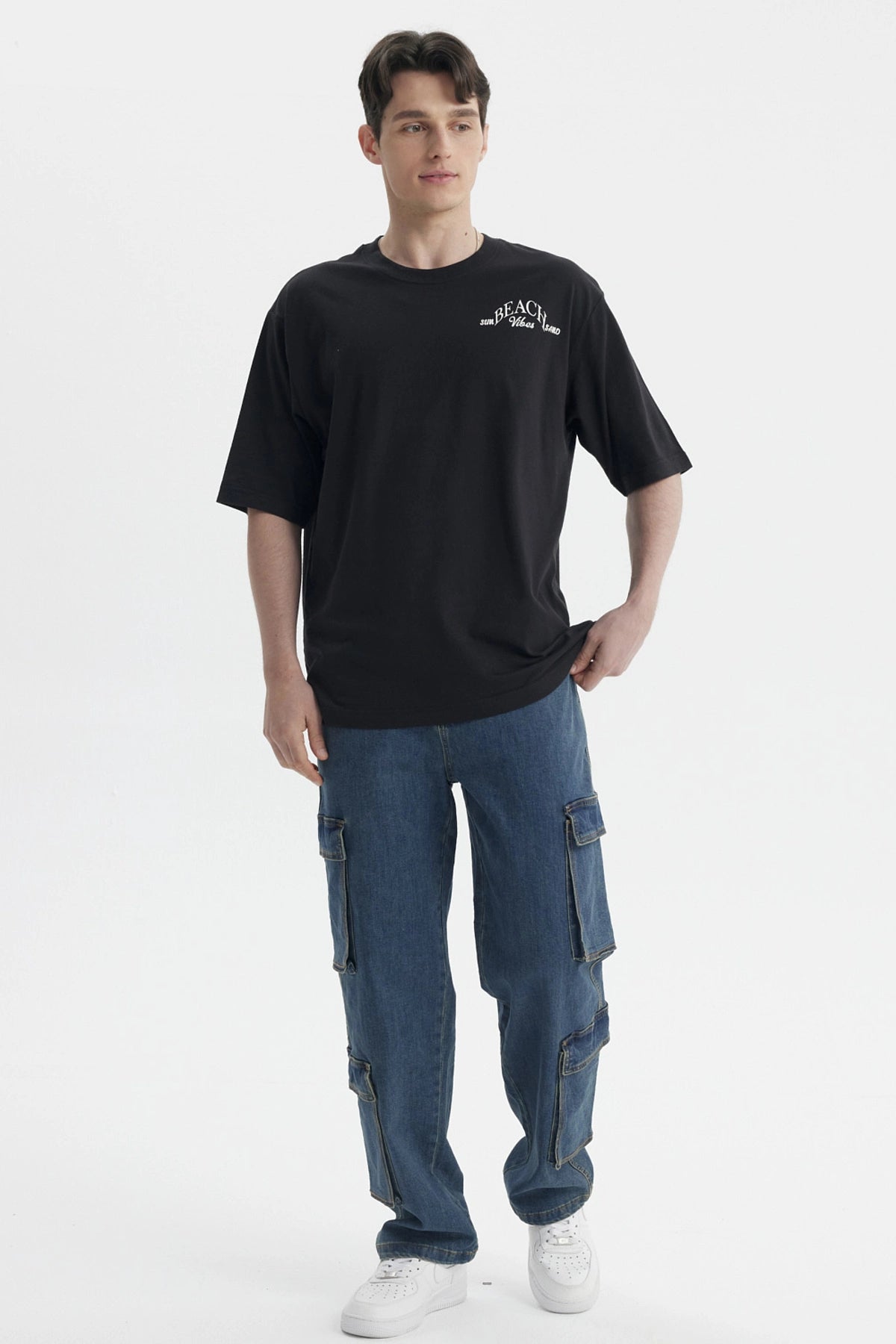 Jeans Hombre Doble Cargo Azul