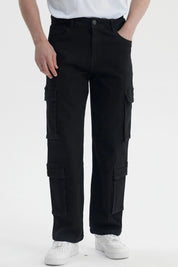 Jeans Hombre Doble Cargo Negro