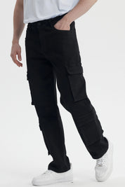 Jeans Hombre Doble Cargo Negro