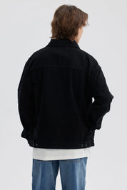 Chaqueta gris para hombre con diseño relajado y bolsillo en el pecho