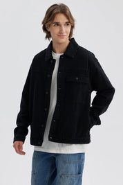 Chaqueta gris para hombre con diseño relajado y bolsillo en el pecho