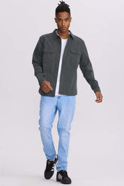Camisa Hombre Denim Color Verde Militar